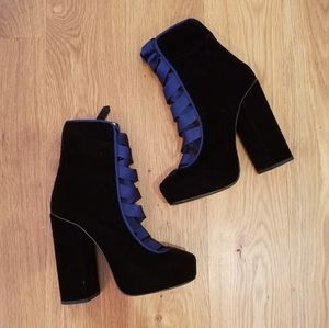 Rue St. navy velvet platform boots